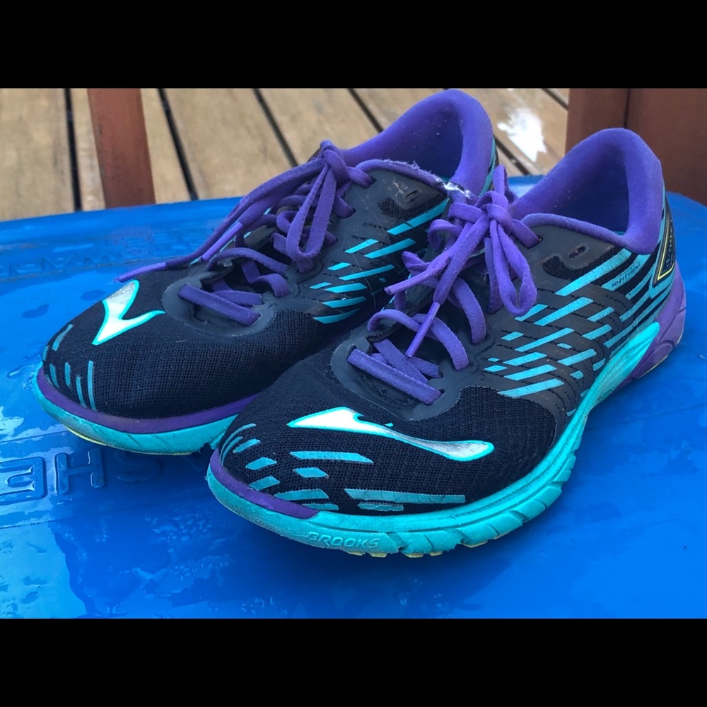 Brooks Pure Cadence 5 Black Purple Aqua Sneakers - Picture 3 of 11